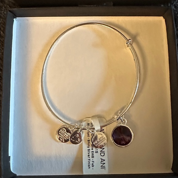 Alex and Ani Jewelry - Alex and Ani sterling silver birthstone bangle charm bracelet February